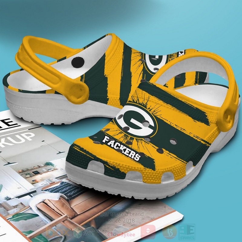 NFL Green Bay Packers Custom Name Yellow Green Crocband Crocs Clog Shoes 1
