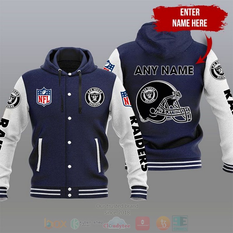 NFL Las Vegas Raiders Custom Name Varsity Hoodie Jacket 1