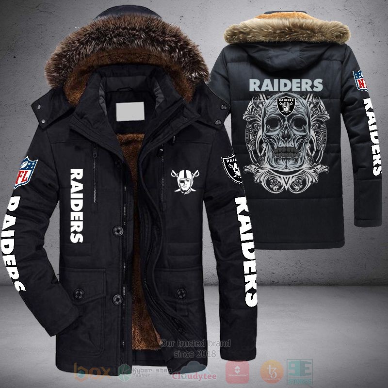 NFL Las Vegas Raiders Grey Skull Parka Jacket