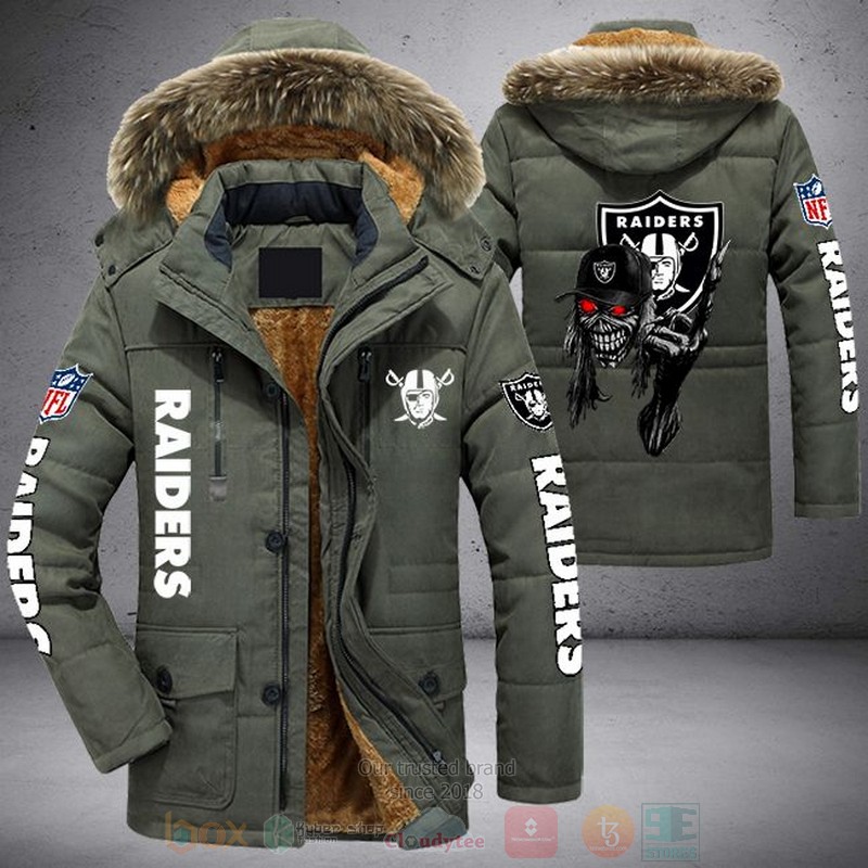 NFL Las Vegas Raiders Skull Hat Parka Jacket 1