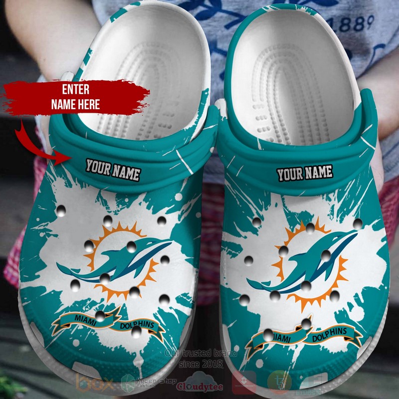 NFL Miami Dolphins Custom Name Crocband Crocs Clog Shoes