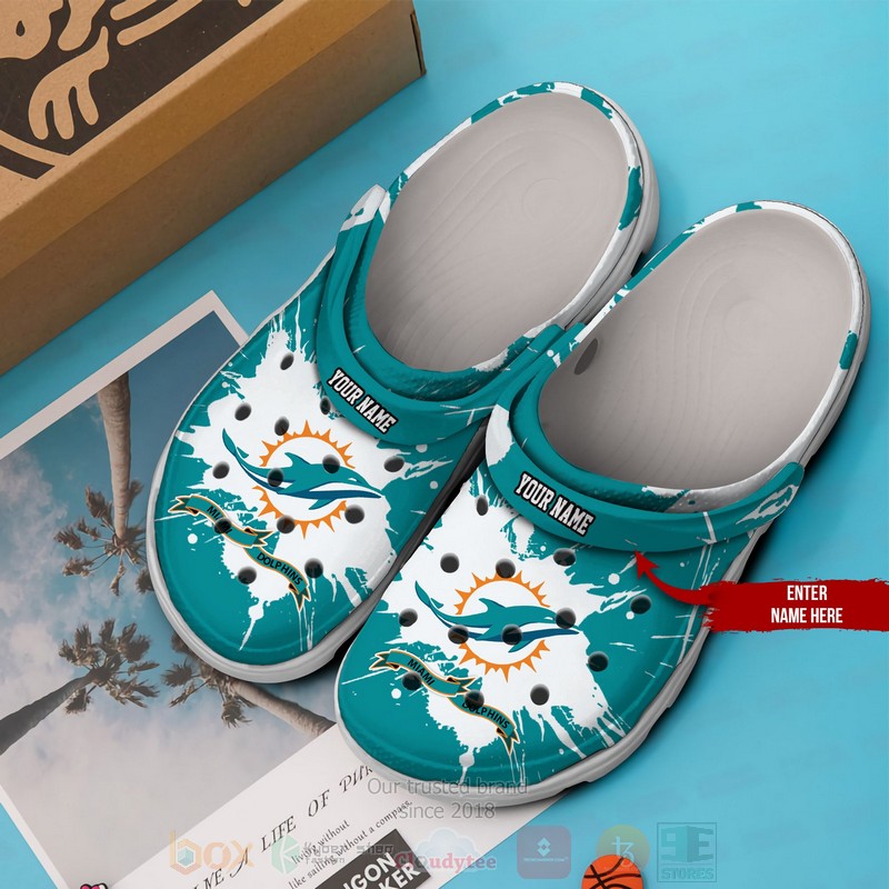 NFL Miami Dolphins Custom Name Crocband Crocs Clog Shoes 1
