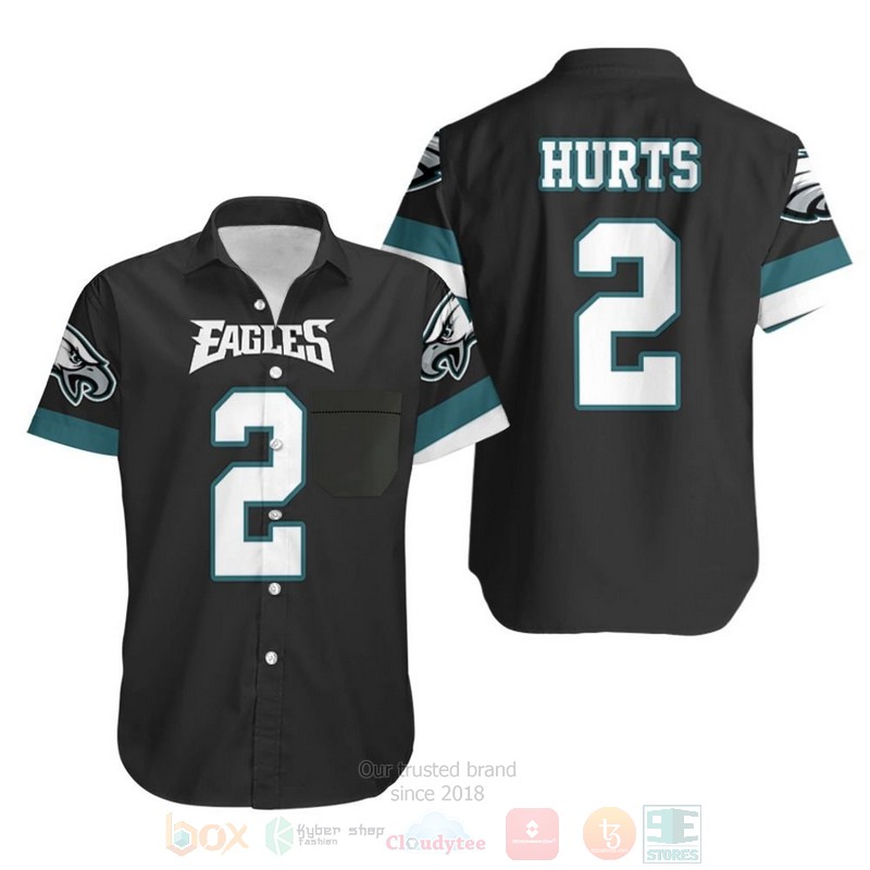 NFL Philadelphia Eagles Jalen Hurts 2 Black Hawaiian Shirt