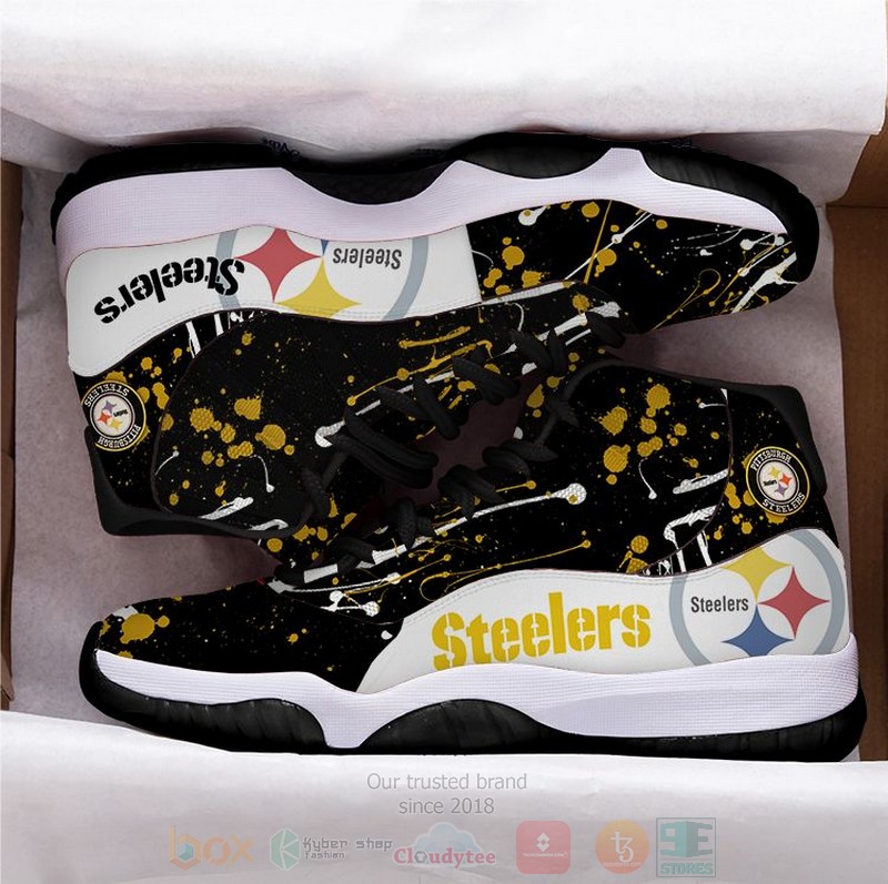 NFL Pittsburgh Steelers Black White Air Jordan 11 Shoes 1