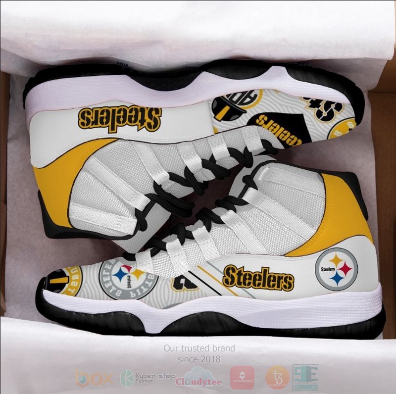 NFL Pittsburgh Steelers Grey White Air Jordan 11 Shoes