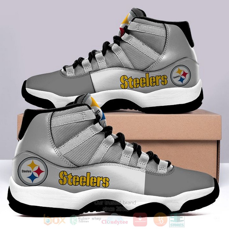 NFL Pittsburgh Steelers Grey Air Jordan 11 Shoes