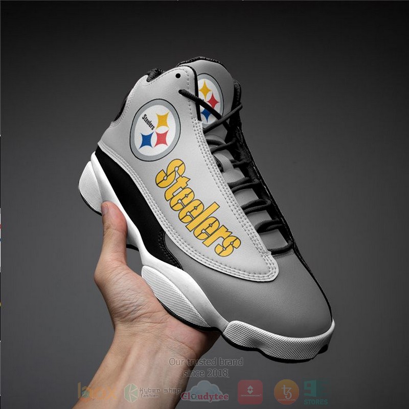 NFL Pittsburgh Steelers Grey Air Jordan 13 Shoes