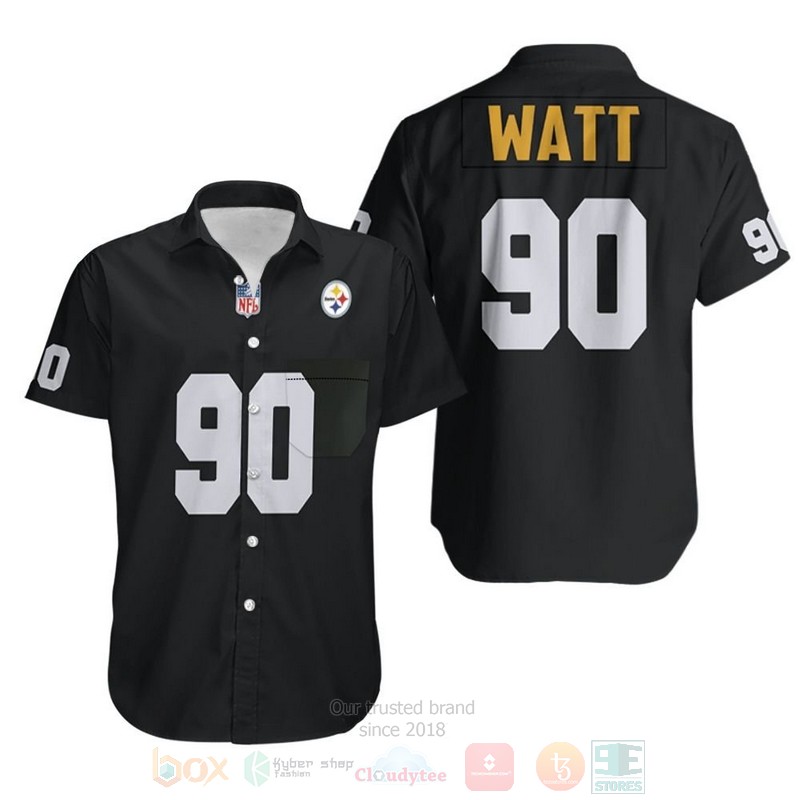 NFL Pittsburgh Steelers T J Watt Black Hawaiian Shirt
