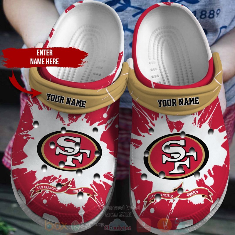 NFL San Francisco 49ers Custom Name Red Pattern Crocband Crocs Clog Shoes