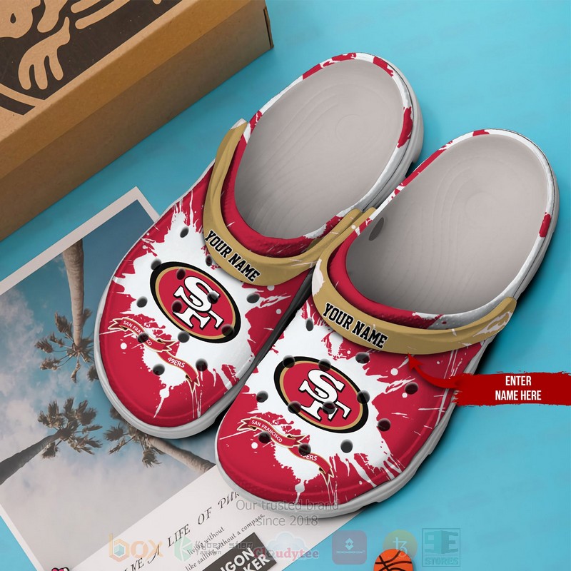NFL San Francisco 49ers Custom Name Red Pattern Crocband Crocs Clog Shoes 1