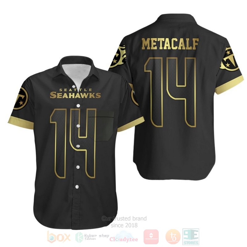 NFL Seattle Seahawks D K Metcalf Black Golden Hawaiian Shirt