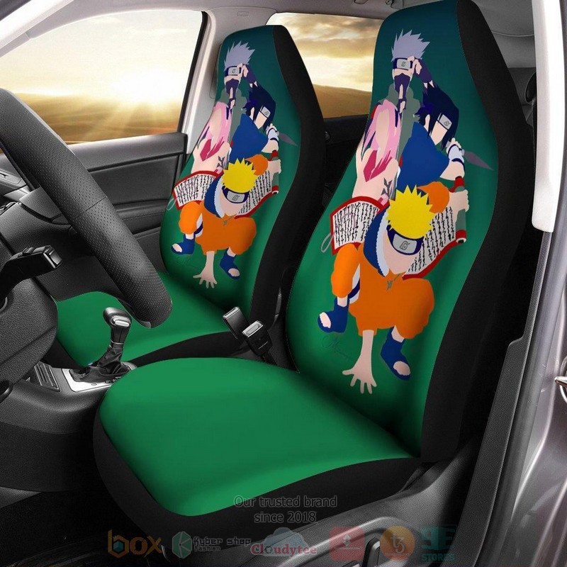Naruto Team 7 Minimal Green Car Seat Cover