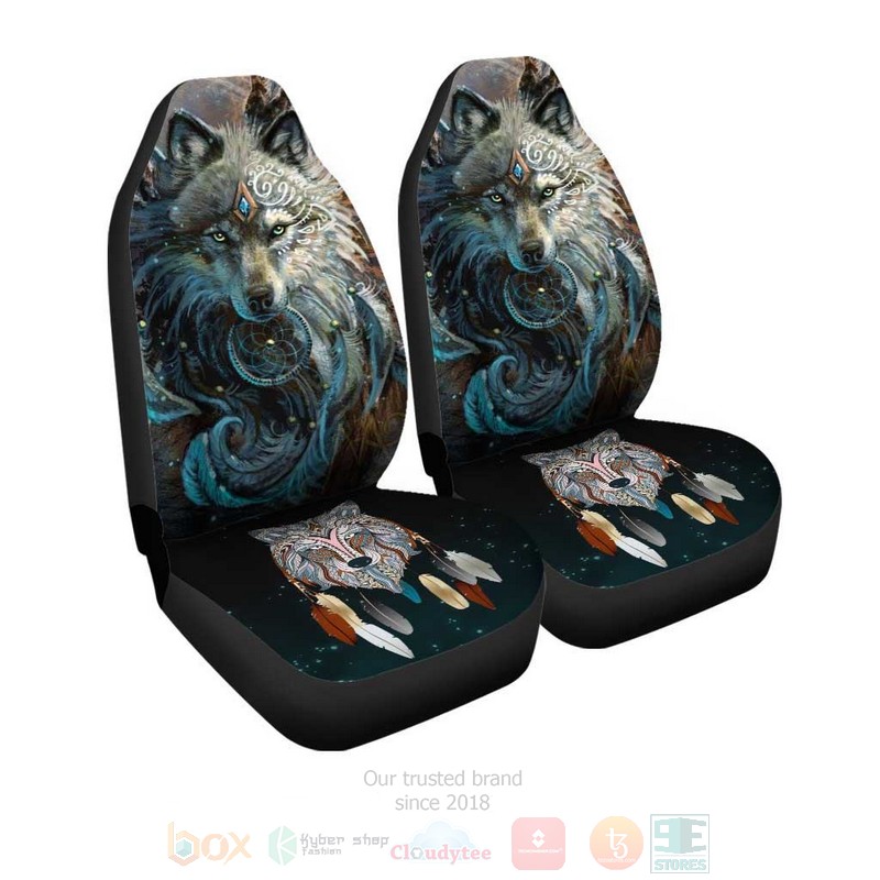 Native American Wolf Dreamcatcher Car Seat Covers 1