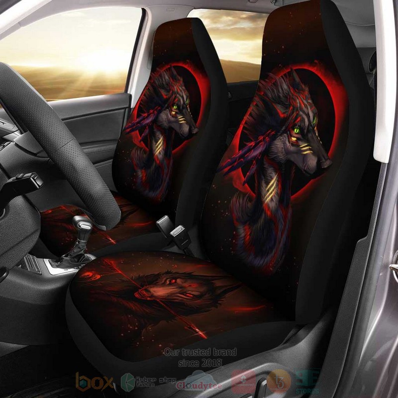 Native American Wolf Dreamcatcher Red Car Seat Covers