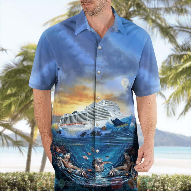 Norwegian Cruise Line Norwegian Escape Sea Turtle Hawaiian Shirt 1 2