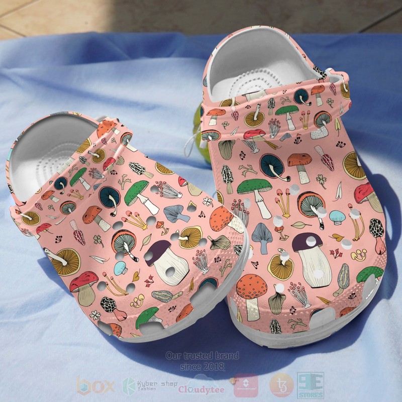 Pink Mushroom Pattern Crocband Crocs Clog Shoes