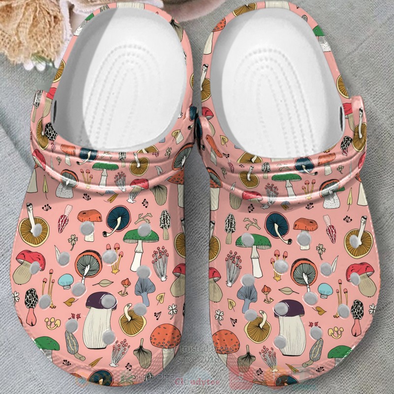 Pink Mushroom Pattern Crocband Crocs Clog Shoes 1