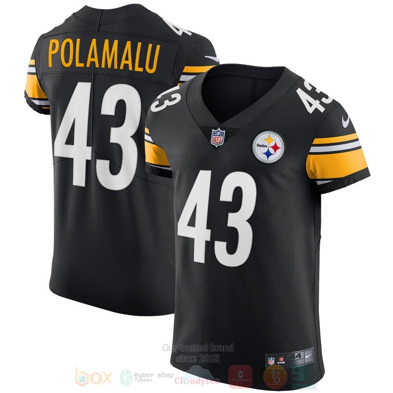 Pittsburgh Steelers Troy Polamalu Black Retired Elite Football Jersey