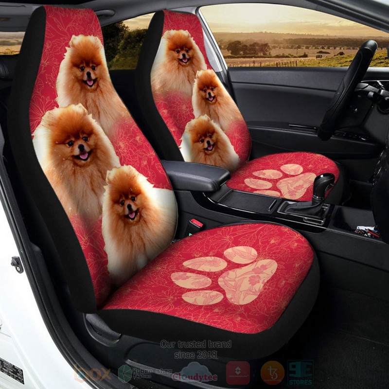 Pomeranian Cute Dog Car Seat Cover 1