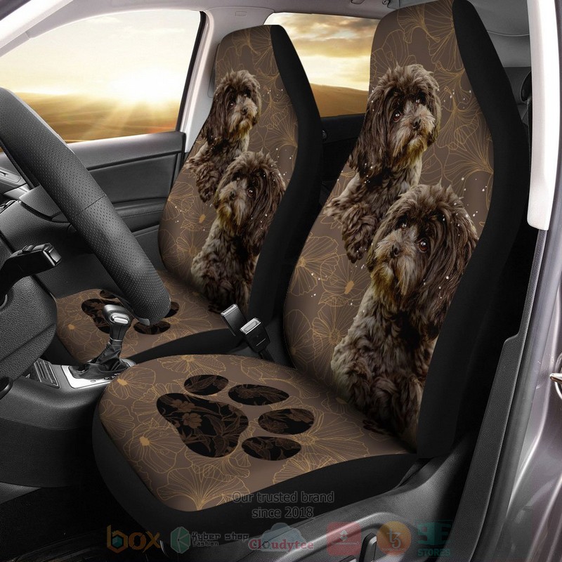 Poodle Puppies Dog Car Seat Cover 1