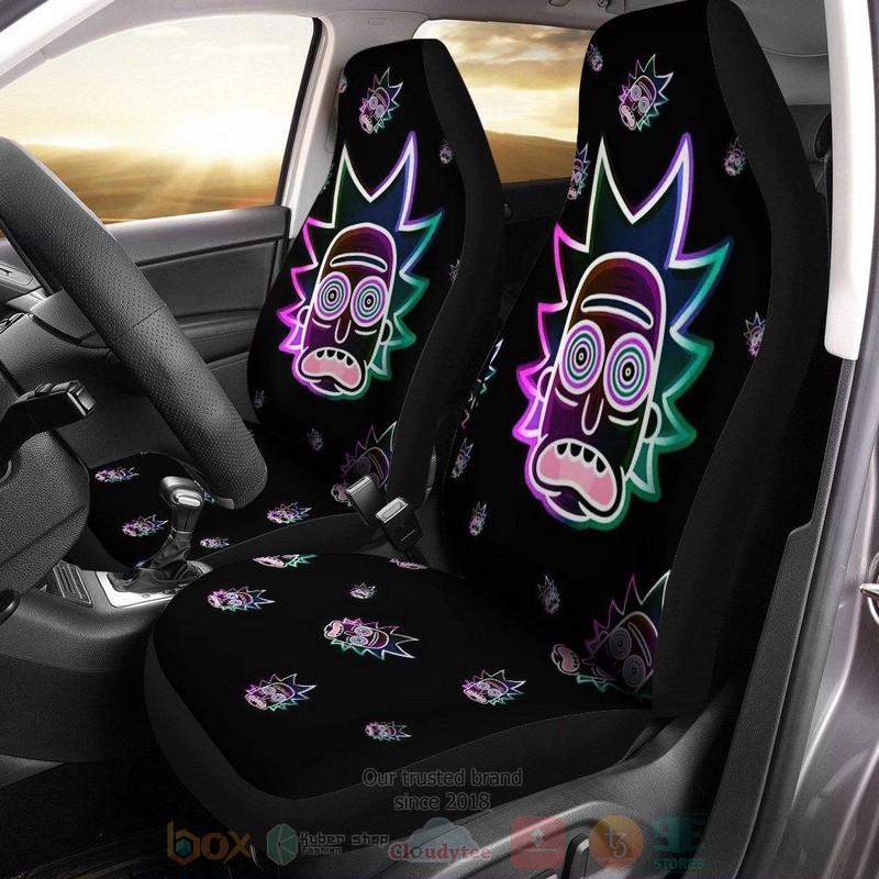 Rick And Morty Rick Scared Face Rick and Morty Cartoon Neon Car Seat Cover