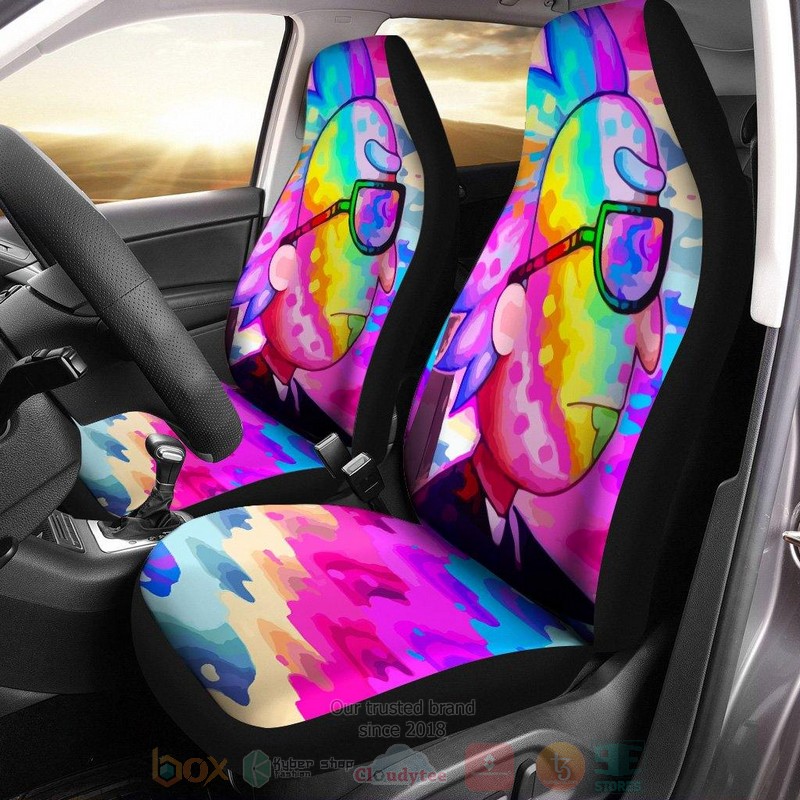 Rick and Morty Cartoon Rainbow Car Seat Cover