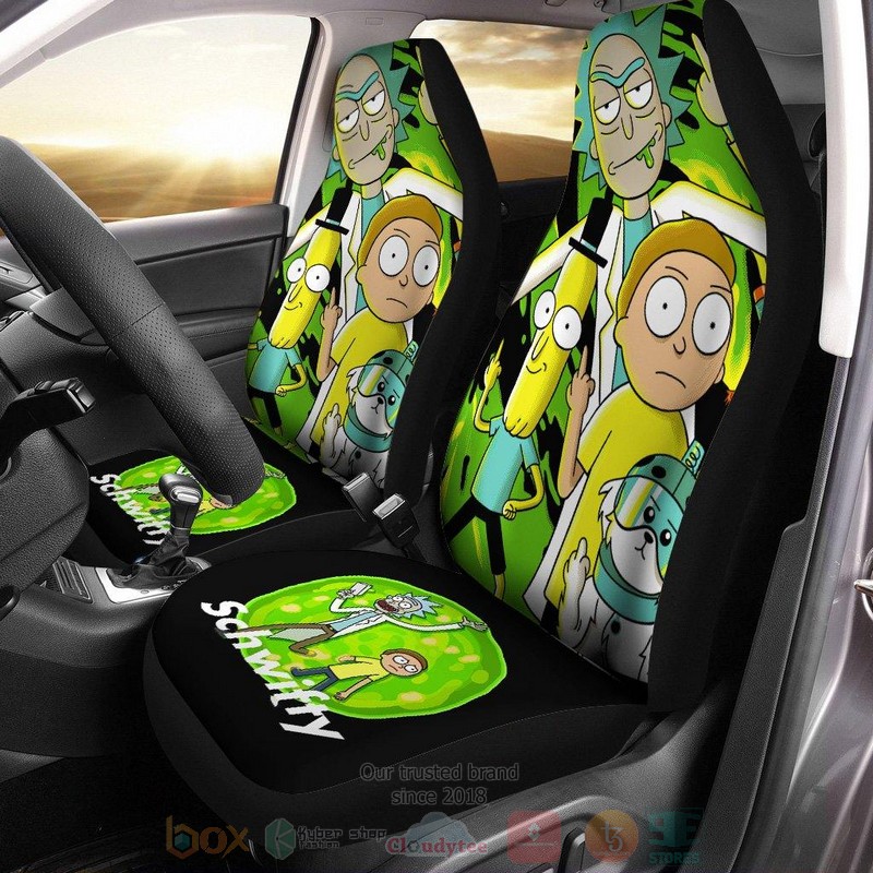 Rick and Morty Green Car Seat Cover