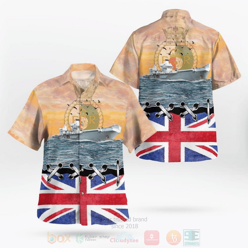 Royal Navy HMS Queen Elizabeth R08 Hawaiian Shirt