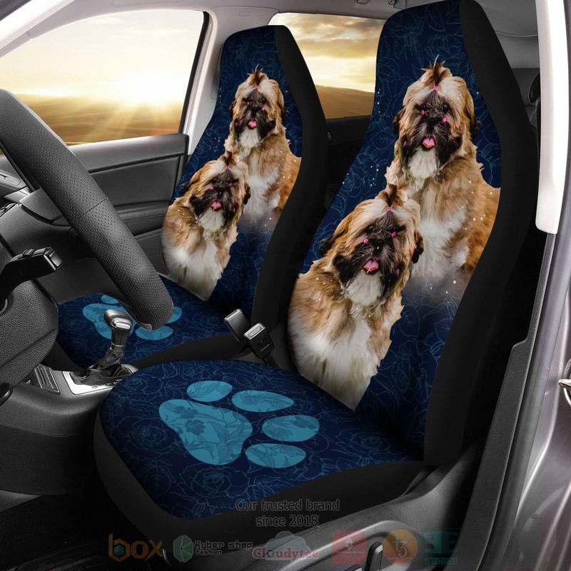 Shih Tzu Dog Blue Car Seat Cover
