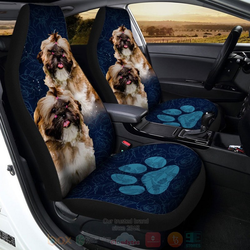 Shih Tzu Dog Blue Car Seat Cover 1