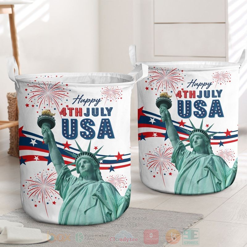 Statue of Liberty Happy 4th July USA Independence Day Laundry Basket
