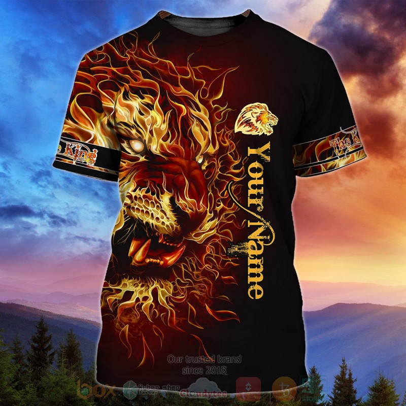 The King Lion Fire Custom Name Black T Shirt 1