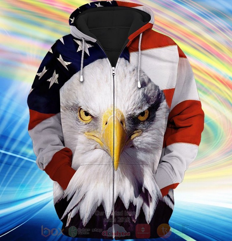 USA Flag Eagle 3D Zip Hoodie