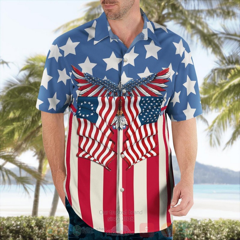 US Eagle God Bless America Hawaiian Shirt 1 2