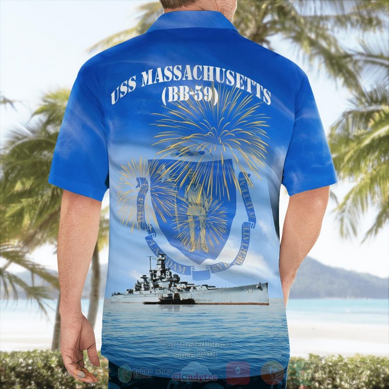 US Navy USS Massachusetts BB 59 4th of July Hawaiian Shirt 1 2 3