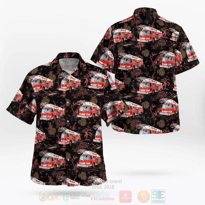 Vaughan Fire and Rescue Services VFRS Ontario Ladder Truck Hawaiian Shirt