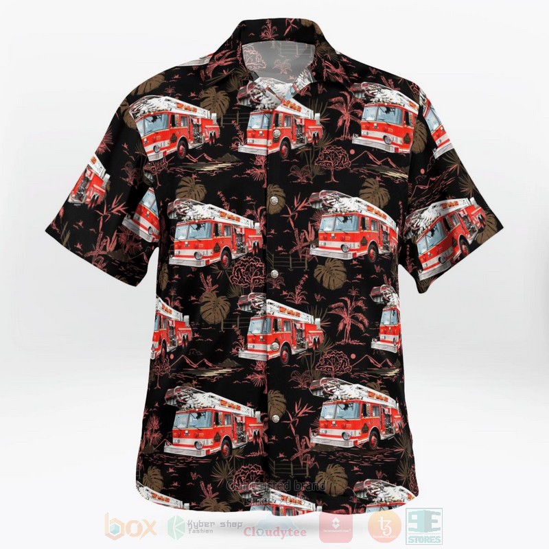 Vaughan Fire and Rescue Services VFRS Ontario Ladder Truck Hawaiian Shirt 1