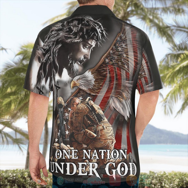 Veteran Flag One Nation Under God Eagle American Hawaiian Shirt 1 2 3