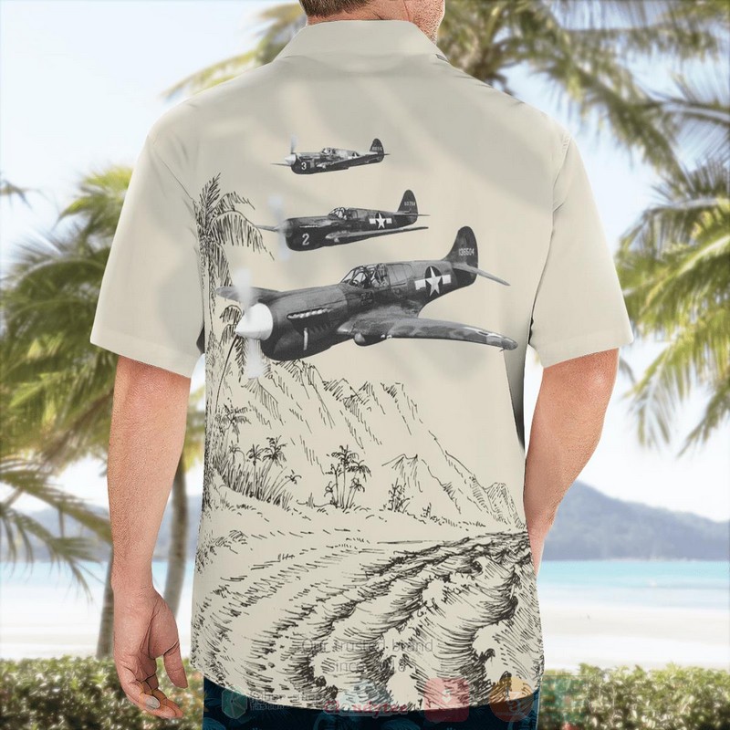WWII Curtiss P 40 Warhawk Military Plane Aircraft Beach Vintage Hawaiian Shirt 1