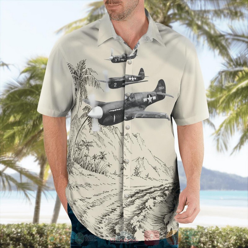 WWII Curtiss P 40 Warhawk Military Plane Aircraft Beach Vintage Hawaiian Shirt 1 2 3