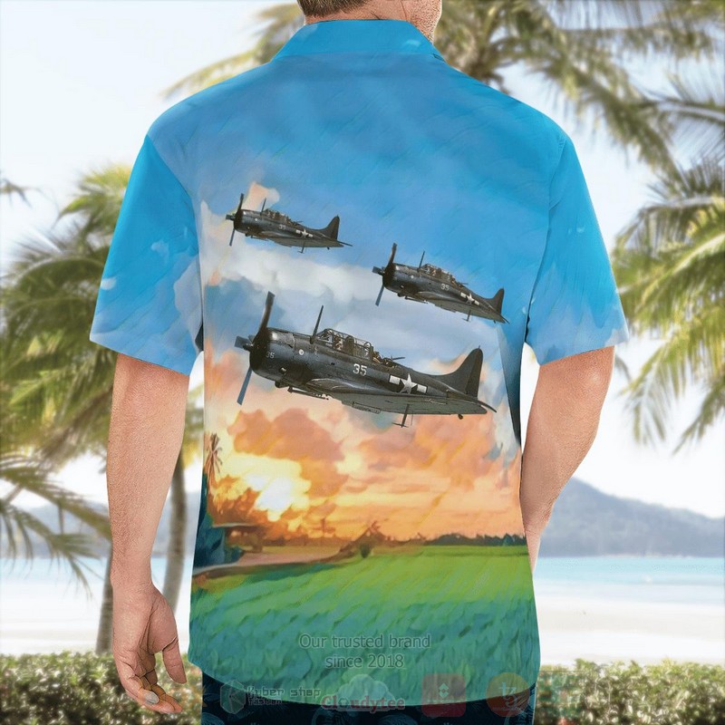 WWII Douglas SBD Dauntless Military Dive Bomber Aircraft Hawaiian Shirt 1