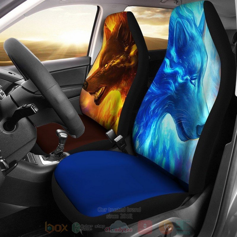 Wolves Fire And Ice Animal Car Seat Covers