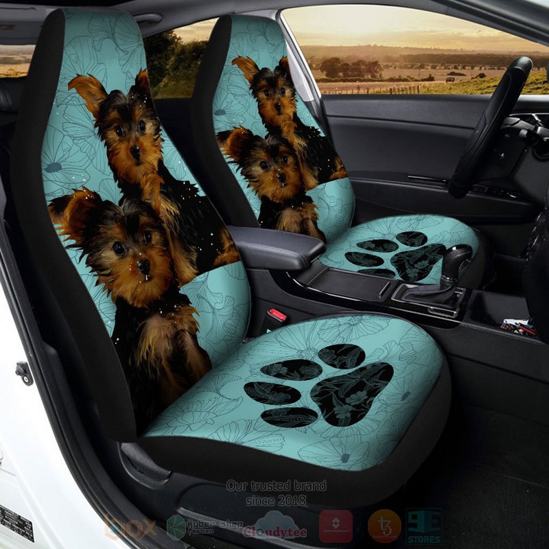 Yorkshire Terrier Dog Blue Car Seat Cover 1