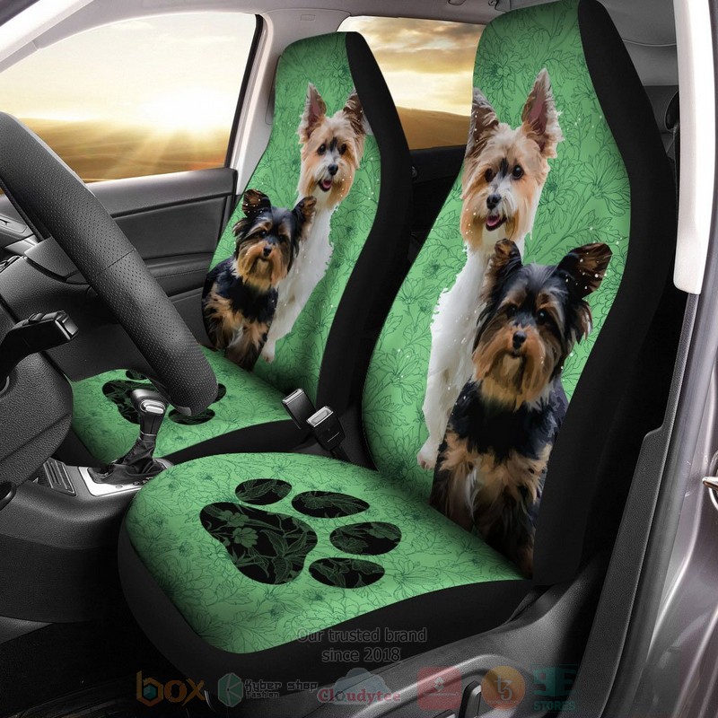Yorkshire Terrier Dog Green Car Seat Cover 1