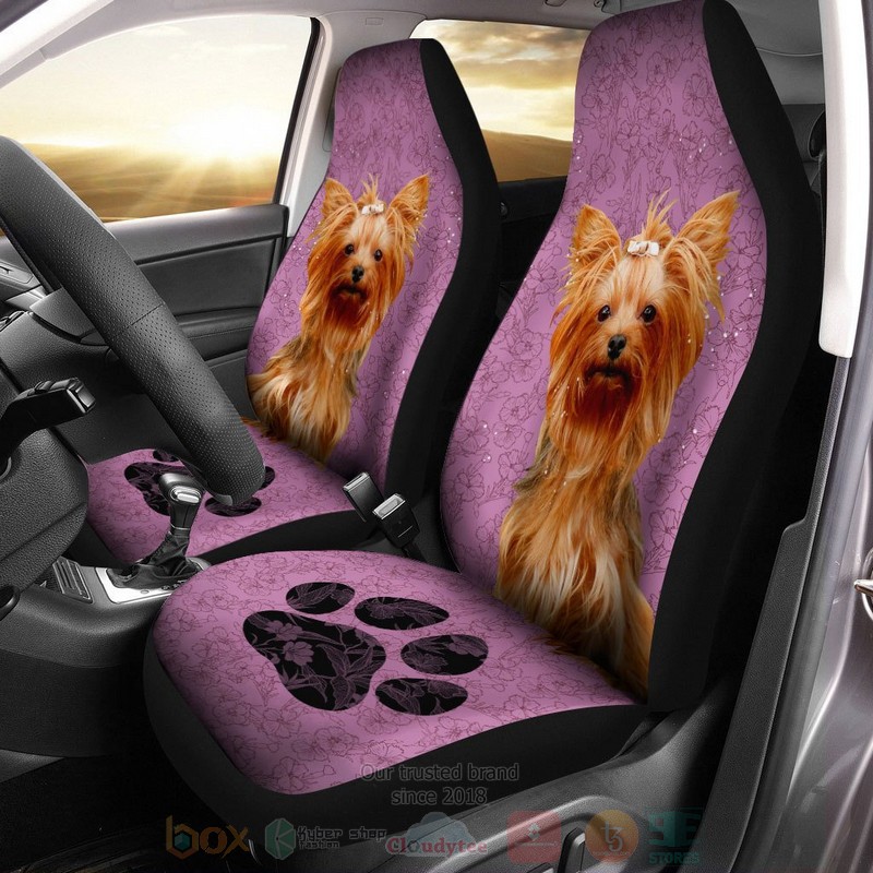 Yorkshire Terrier Dog Pink Car Seat Cover 1