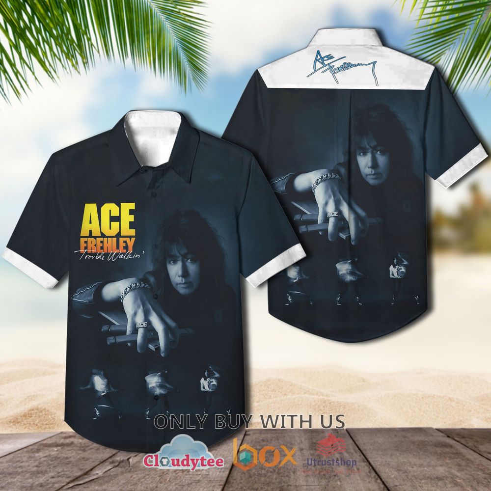 ace frehley trouble walkin 1989 casual hawaiian shirt 1 67910