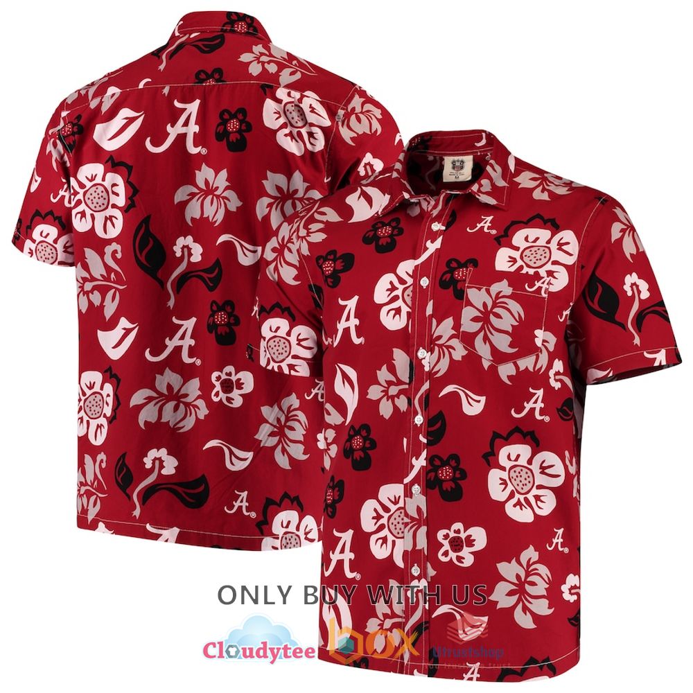 alabama crimson tide wes and willy floral hawaiian shirt 1 73676