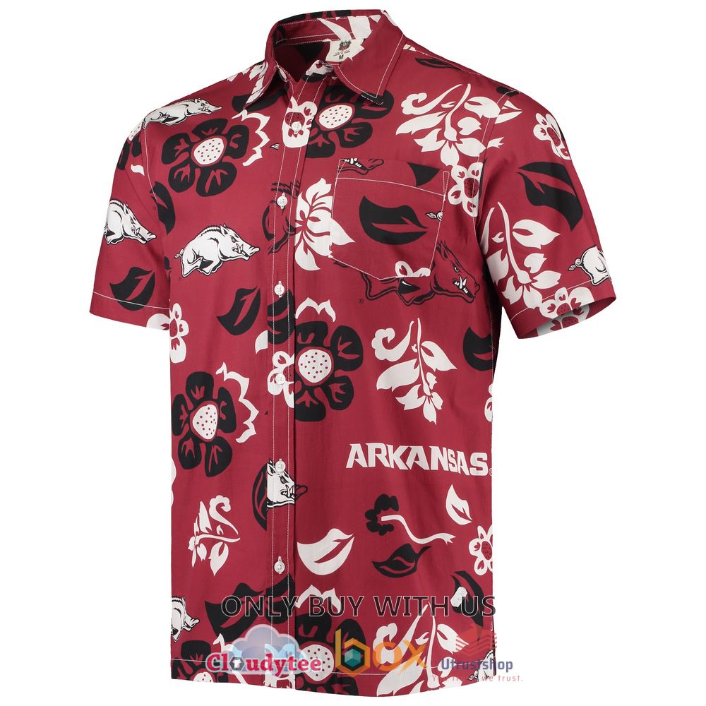 arkansas razorbacks wes and willy floral hawaiian shirt 2 40117