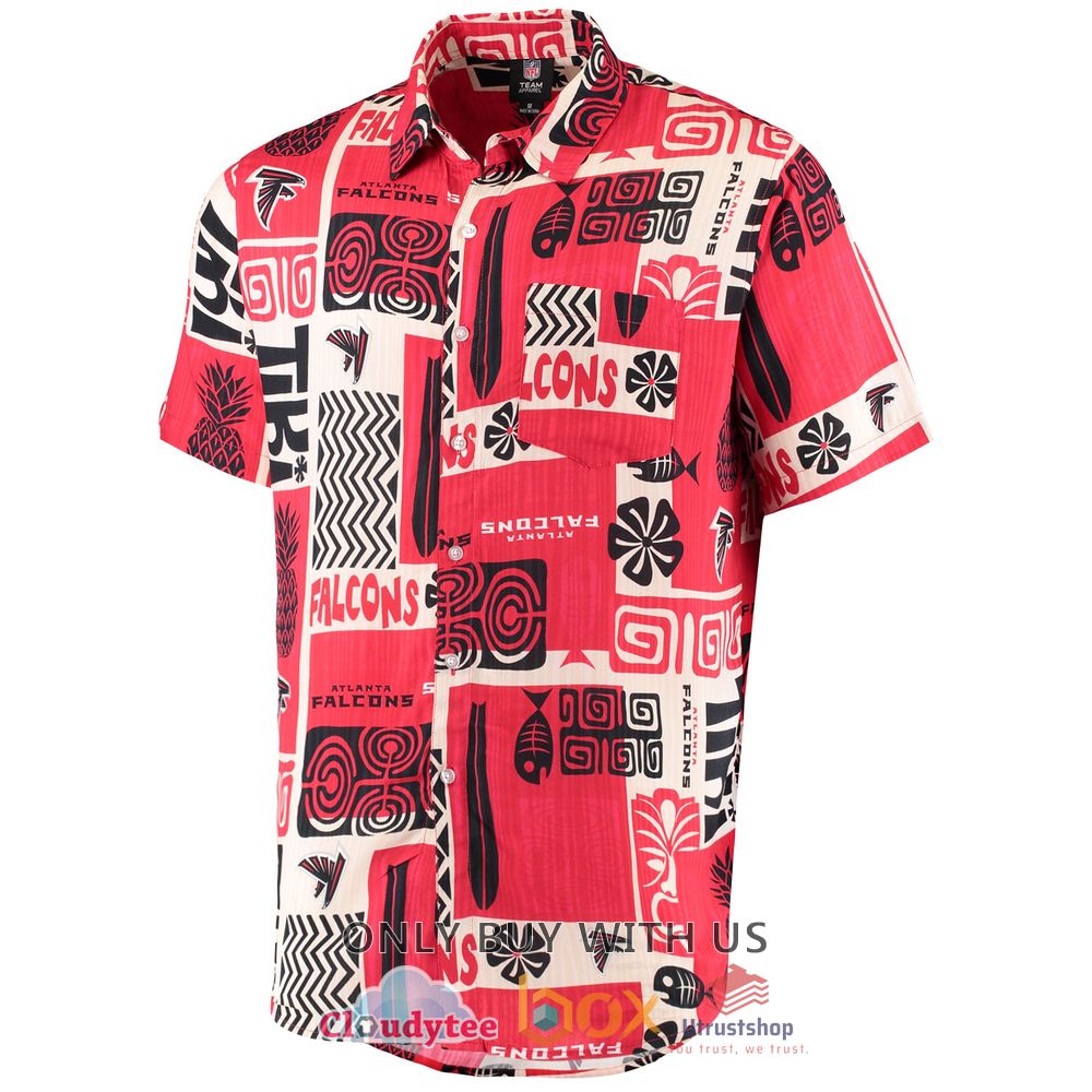 atlanta falcons tiki floral button up woven shirt red tan hawaiian shirt 2 23736