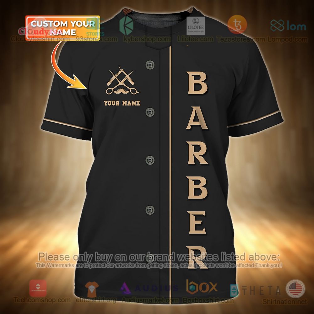 barber shop custom name black pattern 3d shirt 1 31346
